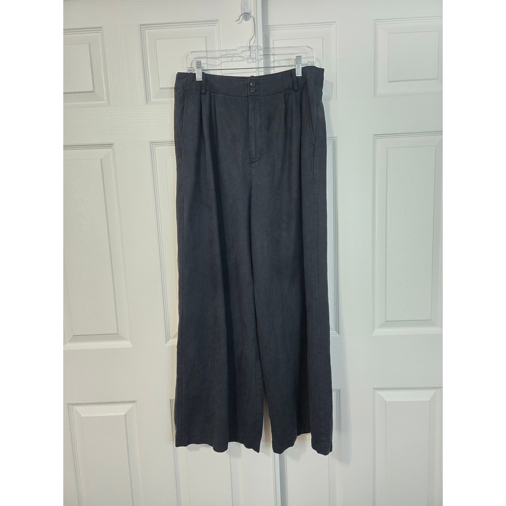 Madewell 12 The Harlow Wide Leg Pant Black Pleated Trouser 14